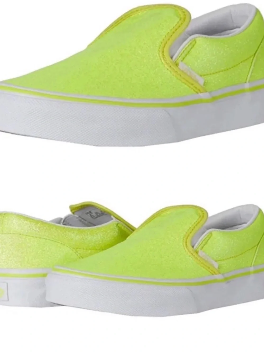 New Youth Girls Sz 5.5, 6, 6.5 Vans Slip-On Glitter Shoes in Neon Yellow